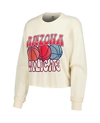 Image One Women's Natural Arizona Wildcats Comfort Colors Basketball Cropped Long Sleeve T-Shirt