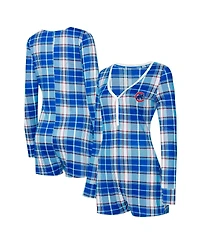 Concepts Sport Women's Royal/Red Philadelphia Phillies Ashford Plaid V-Neck Knit Romper