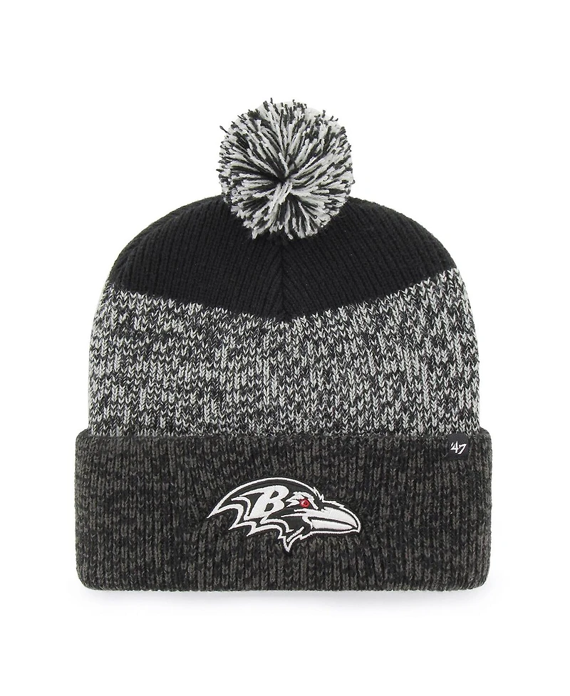 '47 Brand Men's Black Baltimore Ravens Static Cuffed with Pom Knit Hat
