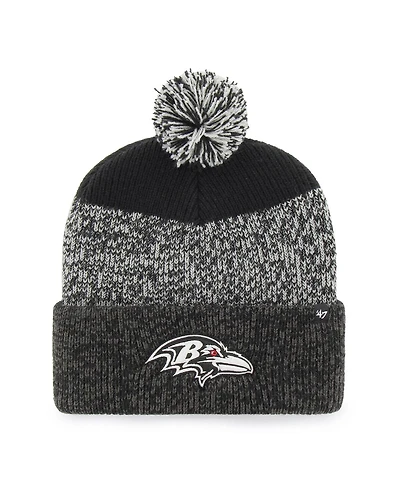 '47 Brand Men's Black Baltimore Ravens Static Cuffed with Pom Knit Hat