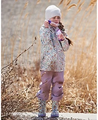 Deux par Deux Girl Printed Rain Boots Small White Flowers On Turquoise And Lilac - Toddler|Child