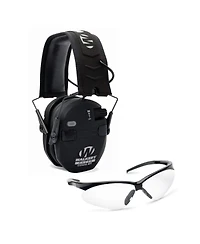 Walker s Razor Slim Electronic Quad Muff (Black) with Shooting Glasses (Clear