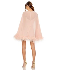 Women's Trapeze Dress with Feather Trim