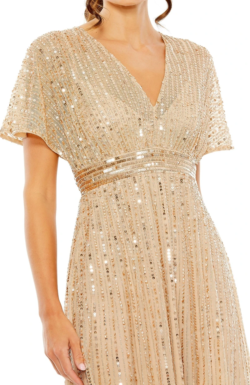 Women's A Line Embellished Short Sleeve Dress