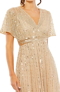 Women's A Line Embellished Short Sleeve Dress