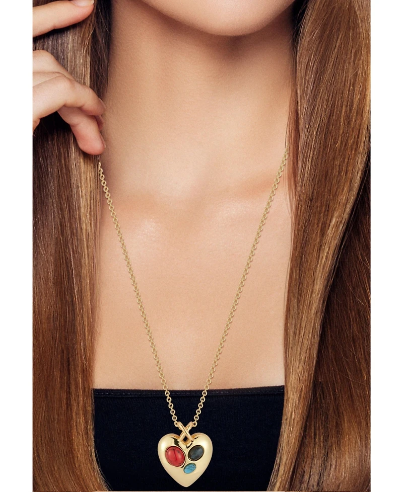 Rachel Zoe Gold Plated Gem Heart Pendant Necklace
