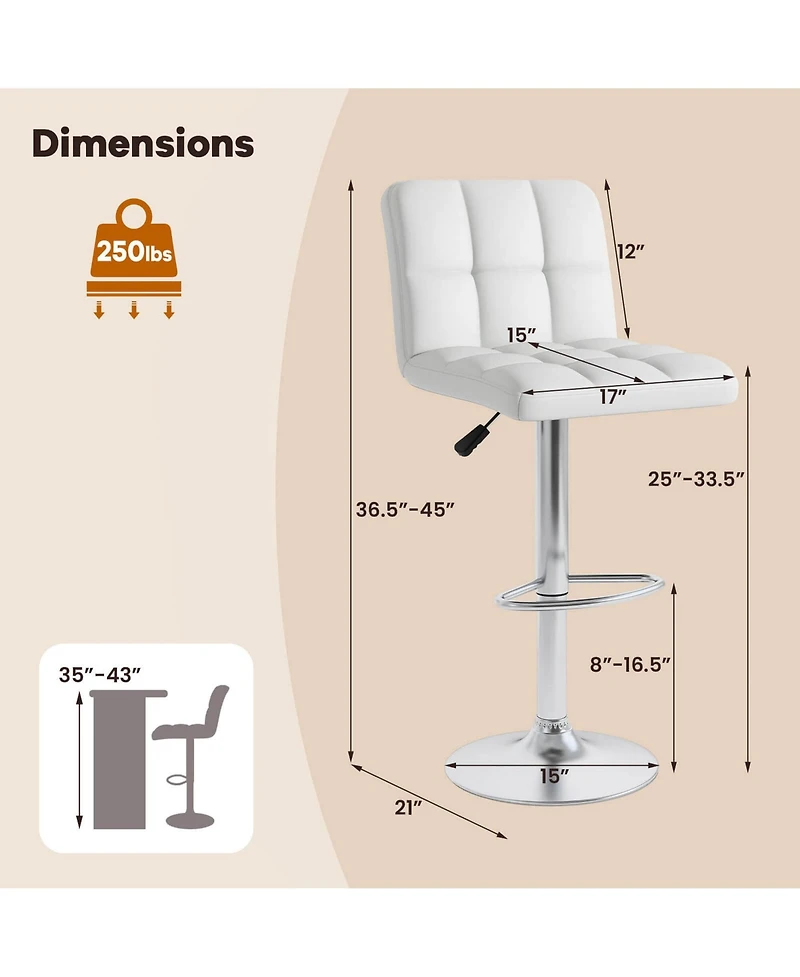 Modern Swivel Bar Stools Set of with Heavy-duty Metal Base & Footrest Back