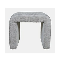 Luxury Curved Upholstered Waterfall Jacquard Petite Ottoman Bench