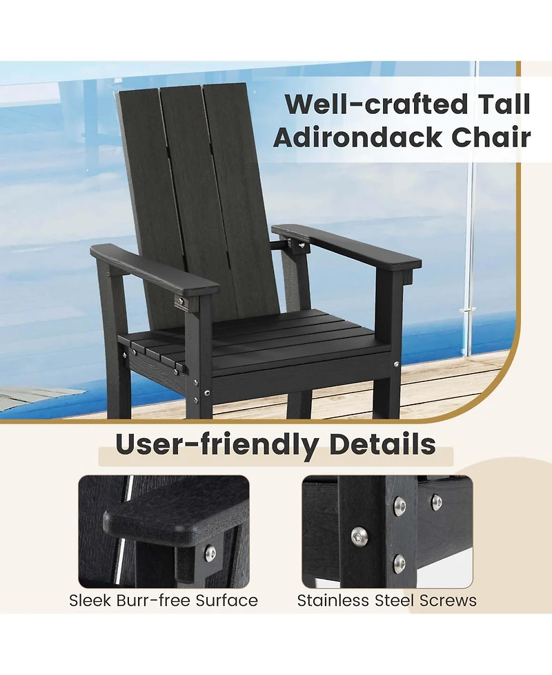Tall Adirondack Chair with Ergonomic Backrest Armrests & Footrest for Backyard