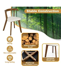 Space-Saving Wood Upholstered Dining Chair Set of 2 with Padded Seat & Curved Back