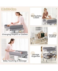 Portable Baby Changing Table with Wheels and Large Storage Rack Convenient and Mobile for Nursery Organization