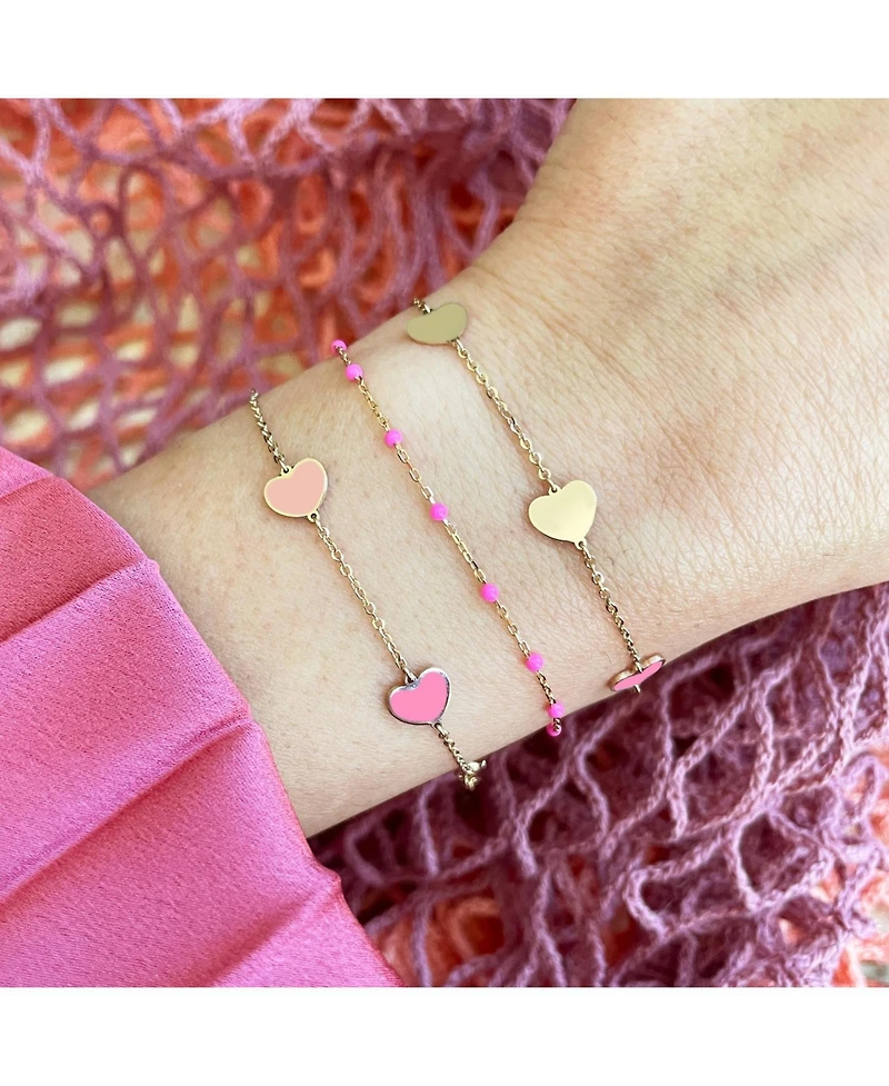 The Lovery Gold Heart Station Bracelet 14K Gold