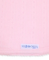 Max & Olivia Newborn Girls Pointelle Reversible Swaddle Blanket