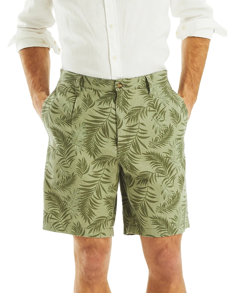 Nautica Men's Pleated Leaf Print 8-1/2" Shorts