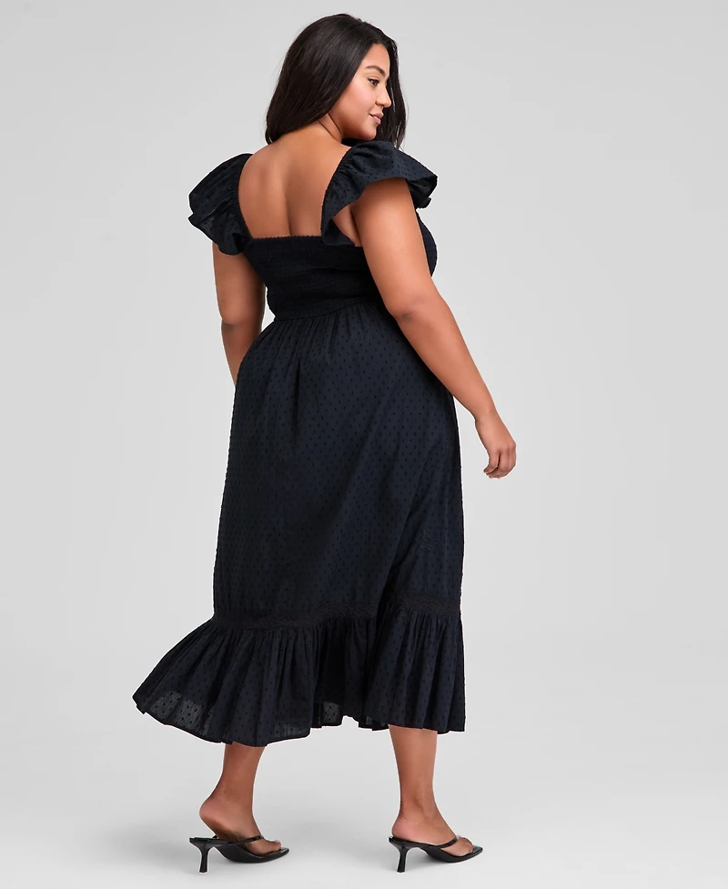 And Now This Trendy Plus Smocked Cotton Maxi Dress, Exclusively at Macy's