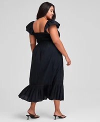 And Now This Trendy Plus Smocked Cotton Maxi Dress, Exclusively at Macy's