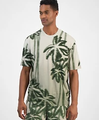 A|X Armani Exchange Men's Short Sleeve Palm Tree Print Crewneck T-Shirt