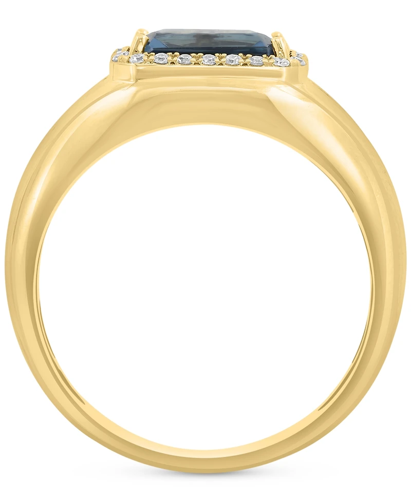 Effy London Blue Topaz (2-1/3 ct. tw.) & Diamond (1/6 ct. t.w.) Ring in 14k Gold over Silver