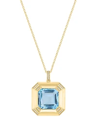 Effy Sky Blue Topaz (12-1/2 ct. t.w.) & Diamond (1/20 ct. t.w.) 18" Pendant Necklace in 14k Gold over Silver