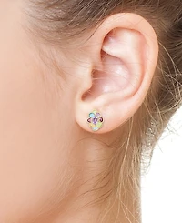 Effy Multi-Gemstone (7-3/4 ct. tw.) & Diamond (1/20 ct. t.w.) Cluster Stud Earrings in 14k Gold