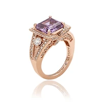 Suzy Levian Sterling Silver Asscher Cut Cubic Zirconia Ring