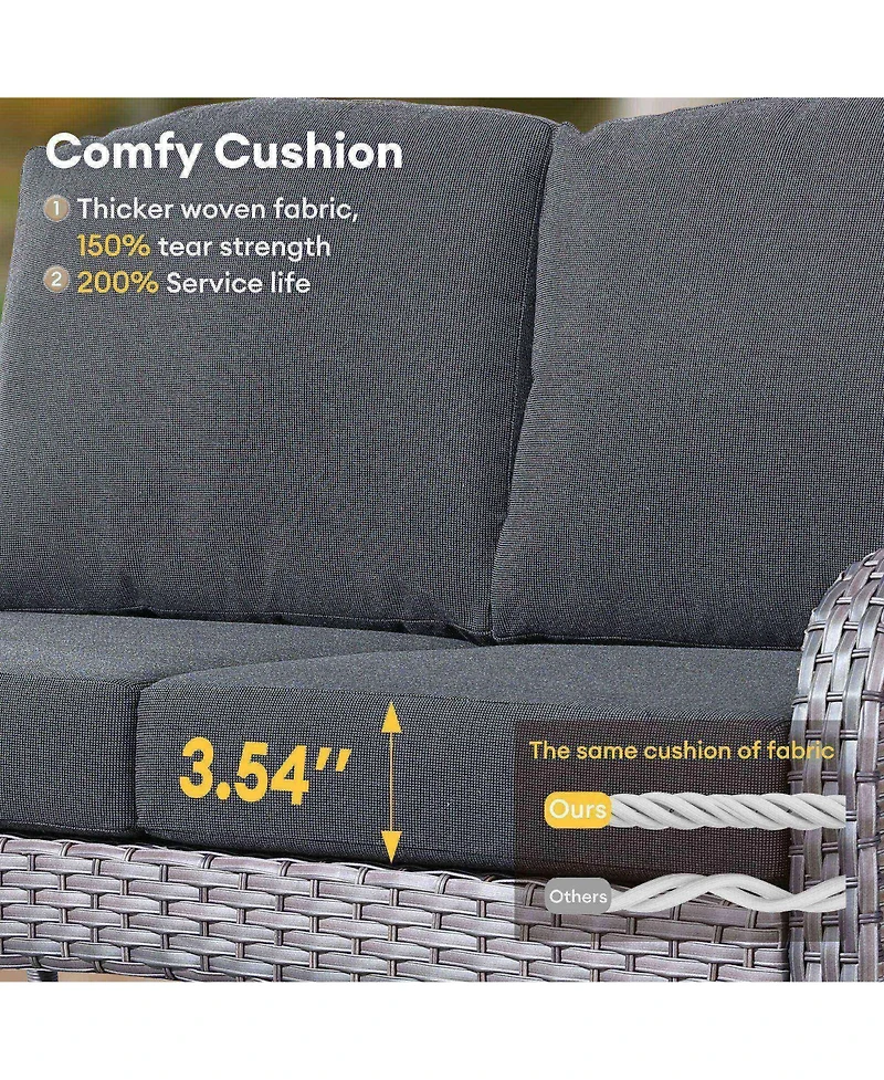Xizzi 5-Piece Outdoor Wicker Patio Furniture Set, Double Resistance Rattan Rocking Chair and Coffee Table Conversation Set for Balcony Backyard De