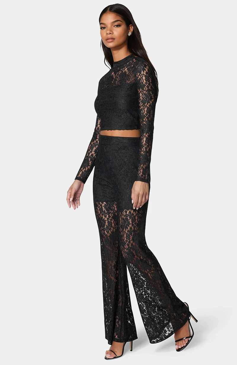Bebe Women's Two Piece Lace Jumpsuit