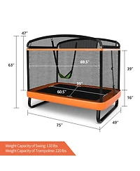 Outdoor Trampoline with Swing and Enclosure Net for Kids Jumping and Entertainment