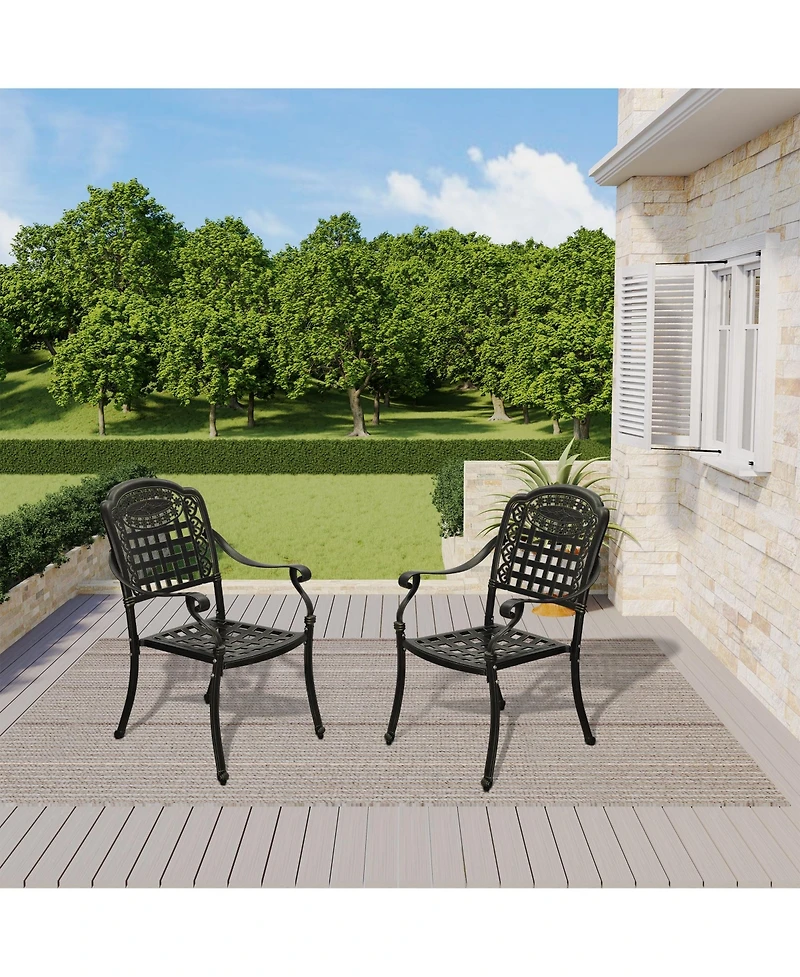 Patio Chairs set of 2 Cast Aluminum Furniture Outdoor Metal Garden Chair for Indoor Bistro Balcony