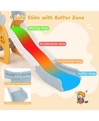 Foldable Slide with Basketball Hoop and Buffer Zone for Kids Aged 3+ Years Old
