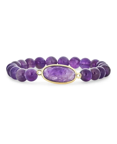 Bling Jewelry Stacking Stretch Bracelet with Natural Stone Lapis Amethyst Agate & Turquoise 8MM