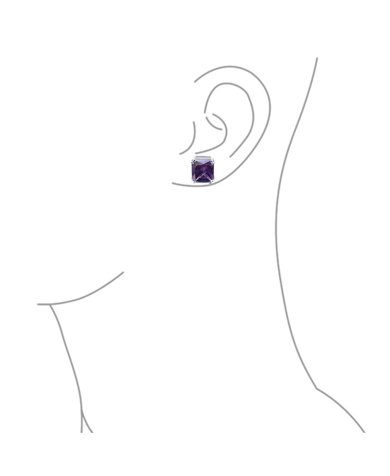 Bling Jewelry Rectangle Shape Statement 7CT Emerald Cut Cz Solitaire Clip On Stud Earrings Rhodium Plated Brass Non Pierced 14MM x 12MM