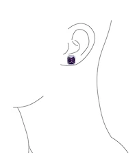 Bling Jewelry Rectangle Shape Statement 7CT Emerald Cut Cz Solitaire Clip On Stud Earrings Rhodium Plated Brass Non Pierced 14MM x 12MM