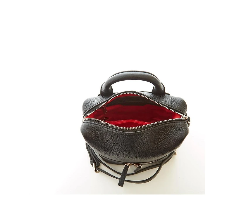 Susu Black Leather Backpack Purse for Women Convertible Crossbody Bag Medium Size with Front and Back Pockets