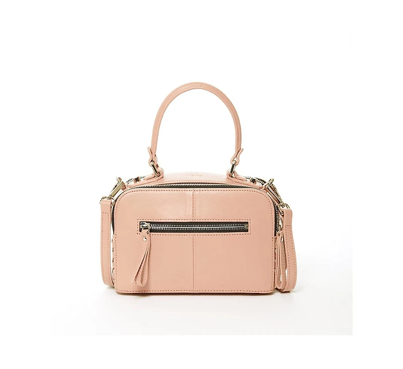 Susu Woven Leather Crossbody Bag Pink Purse Women's Handbag with Top Handle and Adjustable Strap