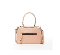 Susu Woven Leather Crossbody Bag Pink Purse Women's Handbag with Top Handle and Adjustable Strap