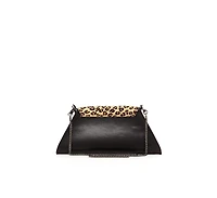 Susu Black Leather Clutch Bag Leopard Unique Evening Purse Women's Handbag