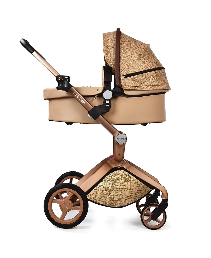 Baby Stroller: Height-Adjustable Seat and Reclining Carriage with Four-Wheel Shock Absorption, Bidirectional, Elevated View, Stylish Stroller