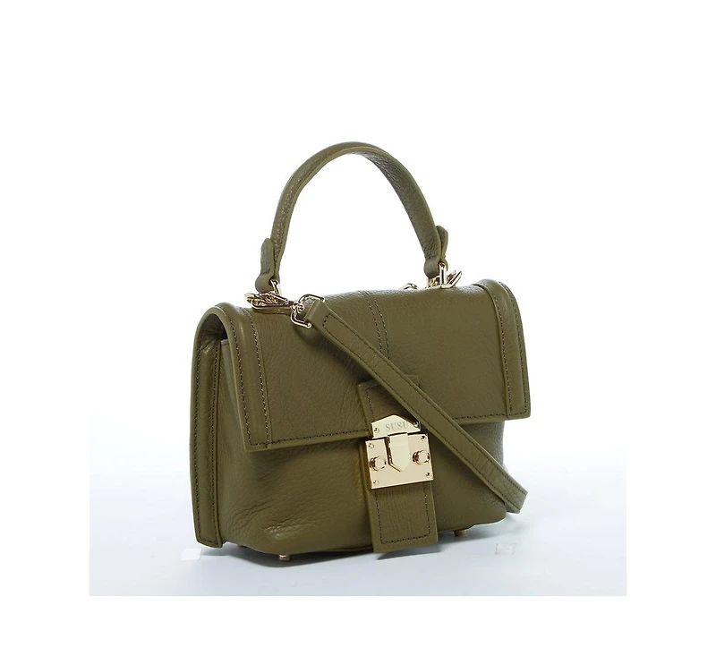 Susu Leather Backpack for Women Convertible Crossbody Bag Olive Green Purse