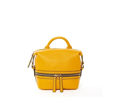 Susu Yellow Leather Backpack Purse Convertible Medium Crossbody Bag for Women with Front and Back Pockets