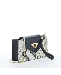 Susu Mini Crossbody Bag Small Leather Snakeskin Black Purse Wristlet Women's Handbag