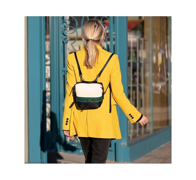 Susu Black Leather Backpack Purse for Women Convertible Crossbody Bag Medium Size Bag with Front and Back Pockets