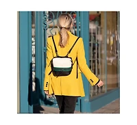 Susu Black Leather Backpack Purse for Women Convertible Crossbody Bag Medium Size Bag with Front and Back Pockets