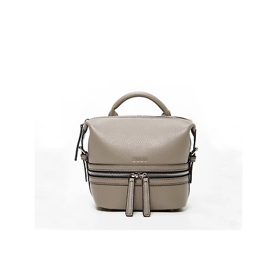 Susu Gray Leather Backpack Purse for Women Convertible Crossbody Bag Medium Size with Front and Back Pockets
