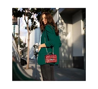 Susu Burgundy Studded Leather Crossbody Bag Small Designer Purse with Top Handle and Embellishments for Women