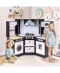 Kids Play Kitchen Playset with Realistic Lights and Sounds Interactive Cooking Toy for Toddlers