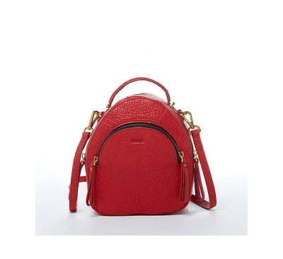 Susu Small Red Leather Backpack Purse for Women Convertible Crossbody Bag Women's Handbag