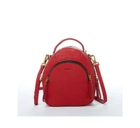Susu Small Red Leather Backpack Purse for Women Convertible Crossbody Bag Women's Handbag