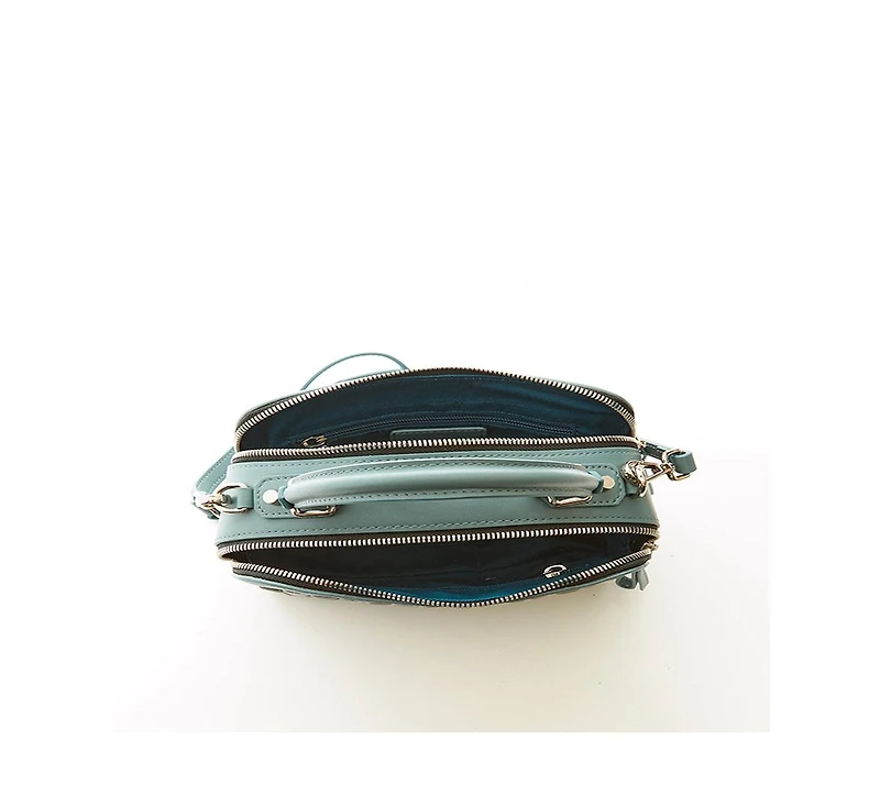 Susu Woven Leather Crossbody Bag Blue Purse Women's Handbag with Top Handle and Adjustable Strap