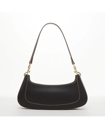 Susu Leather Baguette Bag Small 90s Shoulder Bag Black East West Handbag Y2K Underarm Minimalist Small Purse for Everyday & Evening